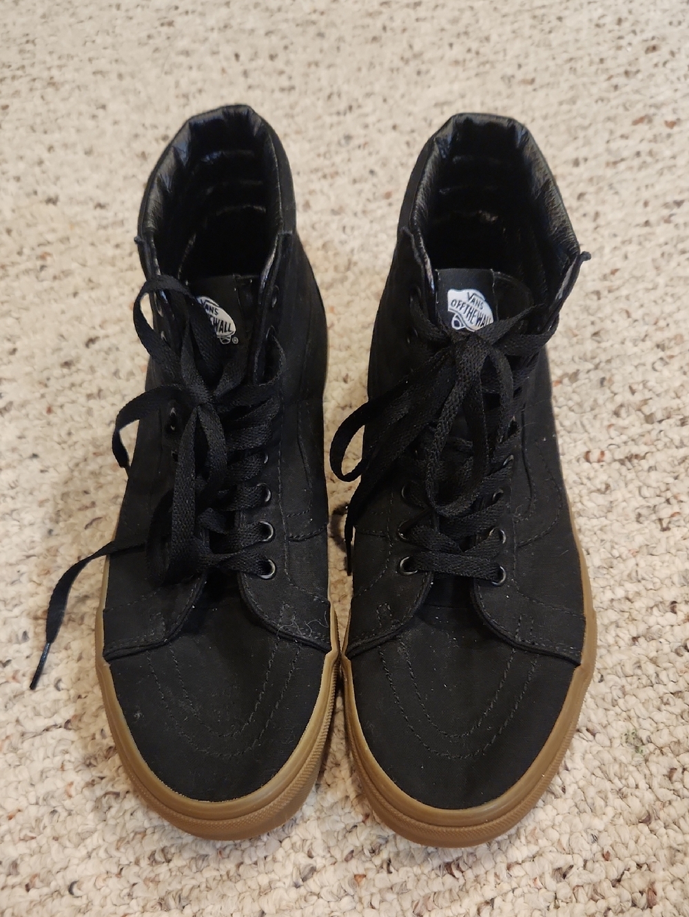 Vans Men’s Black High-Top Sneakers with Brown Gum Sole Sz. 9.5